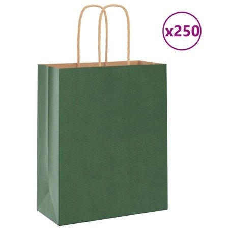 Sacs en papier Bags pcs avec poignées vert 18x8x22 cm 