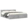 Cadre de lit tête de lit sans matelas gris béton 200x200 cm 