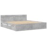 Cadre de lit tête de lit sans matelas gris béton 200x200 cm 