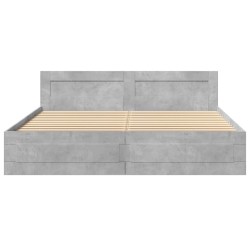 Cadre de lit tête de lit sans matelas gris béton 200x200 cm 