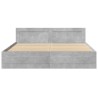 Cadre de lit tête de lit sans matelas gris béton 200x200 cm 