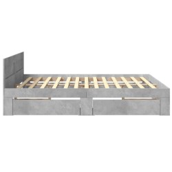Cadre de lit tête de lit sans matelas gris béton 200x200 cm 