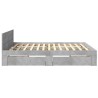 Cadre de lit tête de lit sans matelas gris béton 200x200 cm 