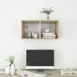 Meuble TV mural Chêne sonoma et blanc Bois d’ingénierie 