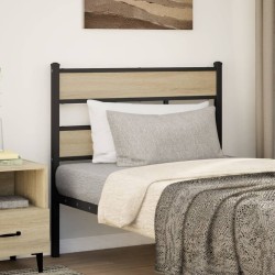 Tête de lit chêne sonoma 75 cm fer et bois d'ingénierie 