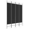 Cloison de séparation 4 panneaux Noir 160x200 cm Tissu 