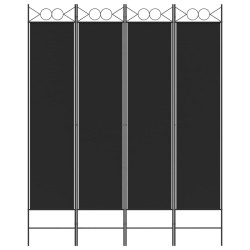 Cloison de séparation 4 panneaux Noir 160x200 cm Tissu 