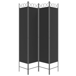Cloison de séparation 4 panneaux Noir 160x200 cm Tissu 
