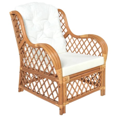 Canapé avec coussin Marron clair Rotin naturel et lin 