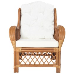 Canapé avec coussin Marron clair Rotin naturel et lin 