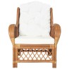 Canapé avec coussin Marron clair Rotin naturel et lin 