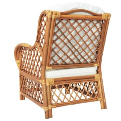 Canapé avec coussin Marron clair Rotin naturel et lin 