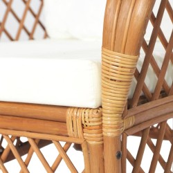 Canapé avec coussin Marron clair Rotin naturel et lin 