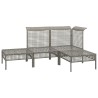 Salon de jardin 4 pcs avec coussins Gris Résine tressée 