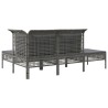 Salon de jardin 4 pcs avec coussins Gris Résine tressée 