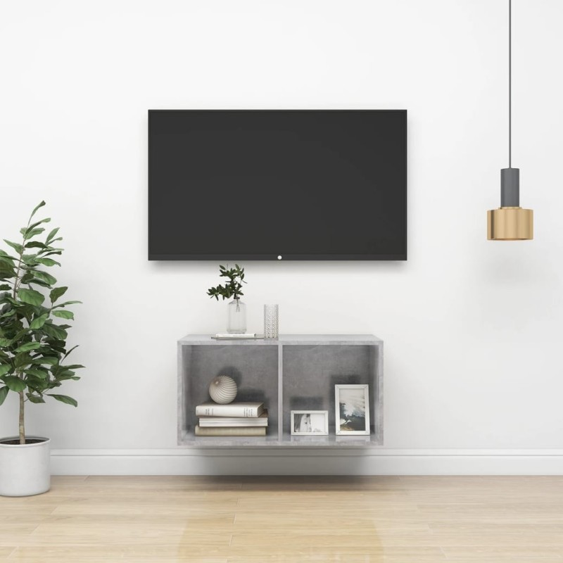 Meuble TV mural Gris béton 37x37x72 cm Bois d’ingénierie Meuble TV mural Gris béton 37x37x72 cm Bois d’ingénierie