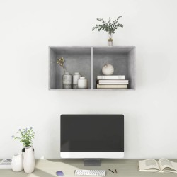 Meuble TV mural Gris béton 37x37x72 cm Bois d’ingénierie 