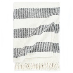 Couverture Coton Rayures 220x250 cm Anthracite 