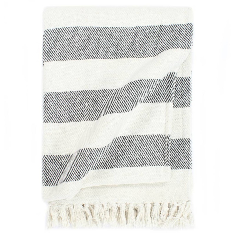 Couverture Coton Rayures 220x250 cm Anthracite 