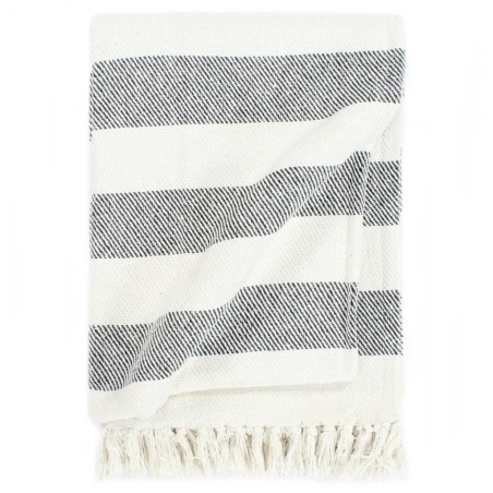 Couverture Coton Rayures 220x250 cm Anthracite 