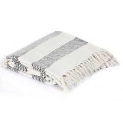 Couverture Coton Rayures 220x250 cm Anthracite 