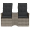 Canapé de jardin inclinable 2 places avec table gris poly rotin 