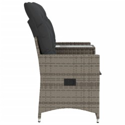 Canapé de jardin inclinable 2 places avec table gris poly rotin 