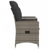 Canapé de jardin inclinable 2 places avec table gris poly rotin 