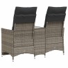 Canapé de jardin inclinable 2 places avec table gris poly rotin 