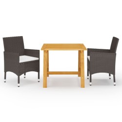 Ensemble à manger de jardin 3 pcs Marron 