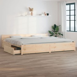 Cadre de lit sans matelas avec tiroirs 