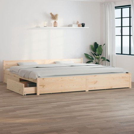 Cadre de lit sans matelas avec tiroirs 