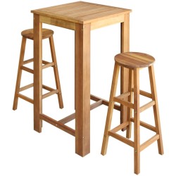 Table et tabourets de bar 3 pcs Bois d'acacia massif 