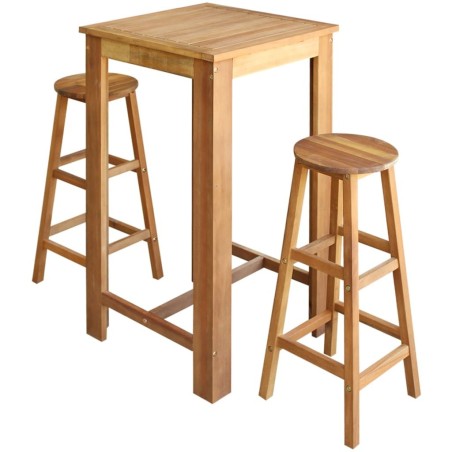 Table et tabourets de bar 3 pcs Bois d'acacia massif 
