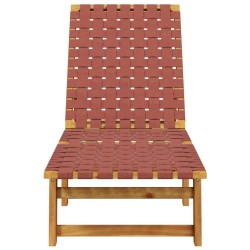 Chaises longues lot de 2 rouge bois d'acacia solide et tissu 