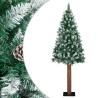Sapin de Noël mince bois véritable et neige blanche vert 210 cm 