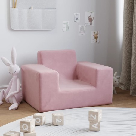 Canapé pour enfants Rose Peluche douce 
