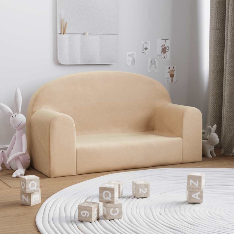 Canapé pour enfants 2 places crème peluche douce 