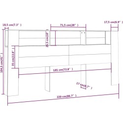 Armoire de tête de lit Chêne marron 220x18,5x104,5 cm 