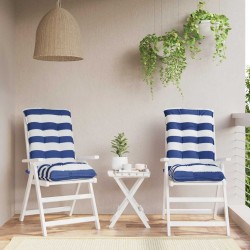 Coussins de chaise à dossier bas lot de 2 rayures bleu/blanc 