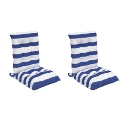 Coussins de chaise à dossier bas lot de 2 rayures bleu/blanc 