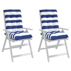 Coussins de chaise à dossier bas lot de 2 rayures bleu/blanc 