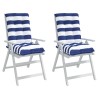 Coussins de chaise à dossier bas lot de 2 rayures bleu/blanc 