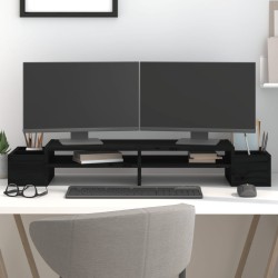 Support de moniteur Noir 100x27,5x15 cm Bois de pin solide 