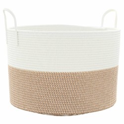 Panier de rangement marron et blanc Ø51x33 cm coton 