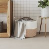 Panier de rangement marron et blanc Ø51x33 cm coton 