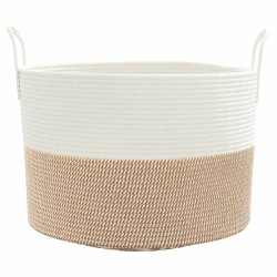 Panier de rangement marron et blanc Ø51x33 cm coton 