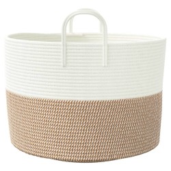 Panier de rangement marron et blanc Ø51x33 cm coton 