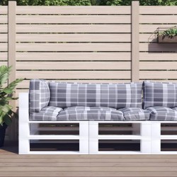 Coussins de palette 3 pcs carreaux gris tissu 
