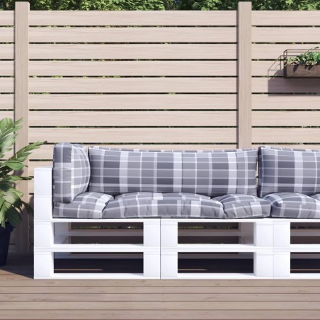Coussins de palette 3 pcs carreaux gris tissu 